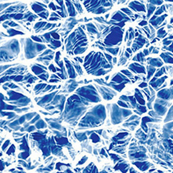 Close-up view of the Endless Pools interior liner in the 'Diffusion' colour option, featuring a vivid, deep blue background overlaid with a highly detailed, light-reflecting water ripple pattern. The dynamic white and blue visual texture mimics natural light dancing on a pool floor, creating a bright, fluid appearance that enhances depth perception and visual motion. Ideal for users seeking an energising, aquatic aesthetic.