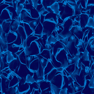 Close-up image of the liner in the Electric Aquarius colour option, specifically designed for the Endless Pools SP105 Modular Pool. The liner features a dynamic deep blue background with bold, high-contrast aqua and cobalt marbling that resembles the shimmering light patterns on the surface of moving water. The organic wave-like texture creates a vivid and energetic aquatic aesthetic, ideal for enhancing visual depth and creating the illusion of constantly moving water within the pool. This pattern is engineered for long-term use, with a smooth vinyl surface suitable for indoor or outdoor swim environments.