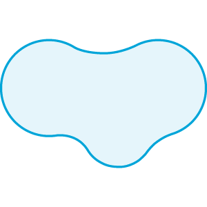 PSP Pool Safety Cover shape configuration diagram depicting a custom freeform pool layout with sweeping curves.