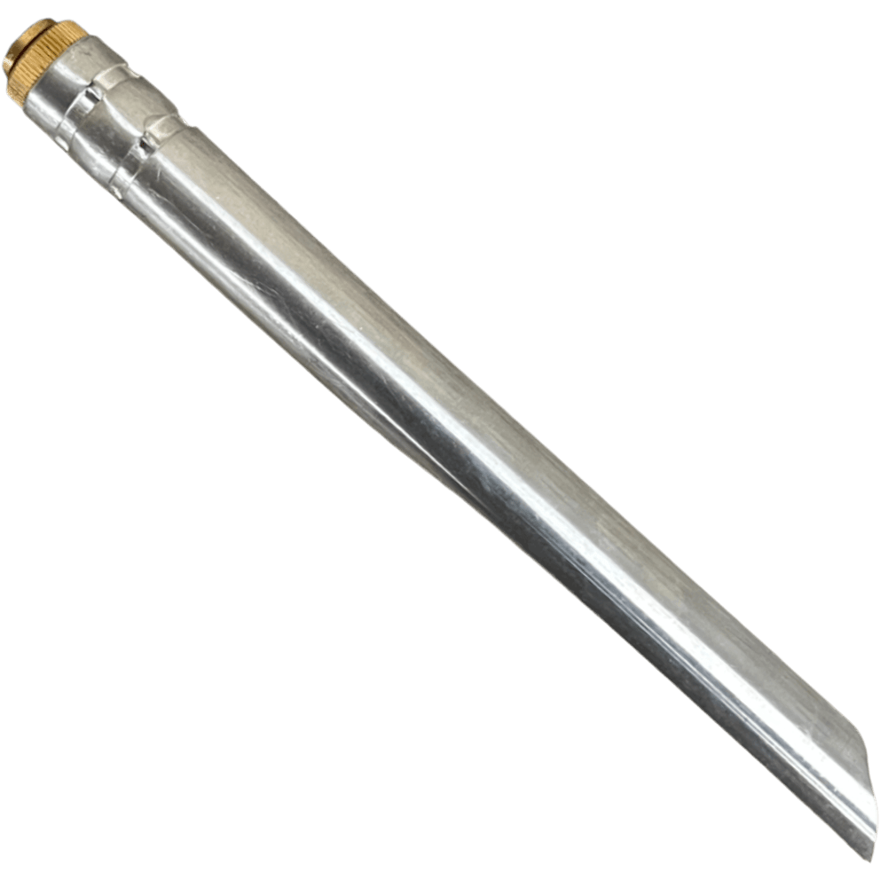 PSP Pool Safety Cover anchor stake hardware featuring a tubular silver body with a brass anchor insert.